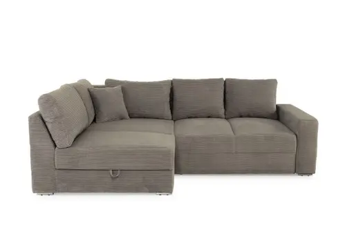 Ecksofa JANIS - 2,5-Sitzer, Ecke rechts inkl. Schlaffunktion, Stoff, Taupe