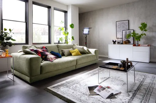 Sofa Juni - 3-Sitzer, Stoff, Lindgrün