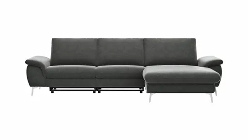 Ecksofa Gotera - 1,5-Sitzer med. + 1,5-Sitzer med. mit Longchair rechts inkl. Rückenlehne verstellbar, Stoff, Anthrazit