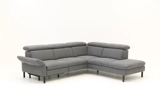 Ecksofa - 2,5-Sitzer mit  Ecke rechts, Kopfstütze/Armlehne verstellbar (manuell), Webstoff, Dunkelgrau