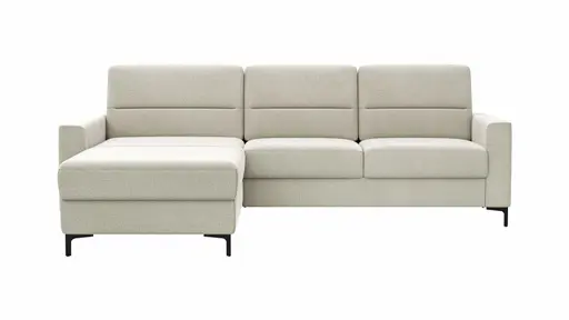 Ecksofa Merlos H - Longchair links und 2,5-Sitzer rechts inkl. Relaxfunktion (motorisch), Stoff, Natur