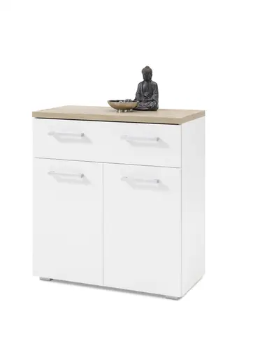 Schuhkommode - B ca. 78 cm, Weiß, Artisan Eiche Nachbildung