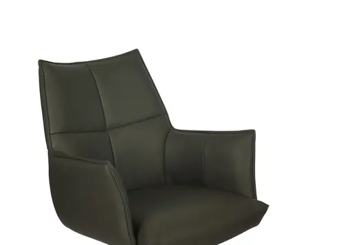 Armlehnstuhl MELE - drehbar, Leder, Dunkelbraun