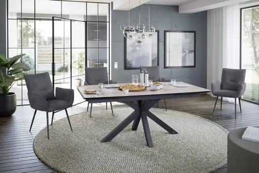 Esstisch MELANIA - ausziehbar, LB ca. 180x95, Keramik, Braun