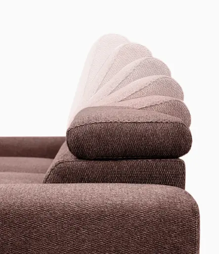 Ecksofa - Longchair links mit 2-Sitzer, Sitzvorzug motorisch, Kopfteil verstellbar, Stoff, Rotbusch