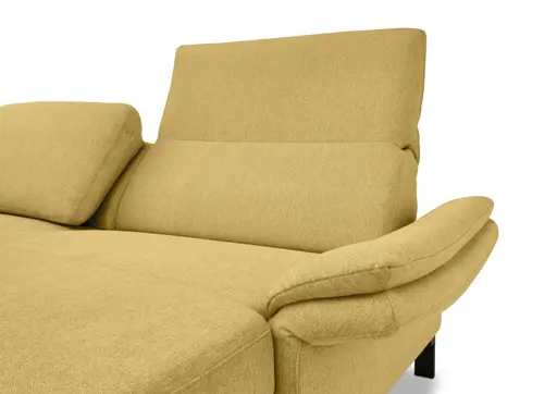 Ecksofa CALM PREMIUM 2.0 - Longchair links mit 3-Sitzer, Rückenlehne verstellbar, Stoff, Kurkuma