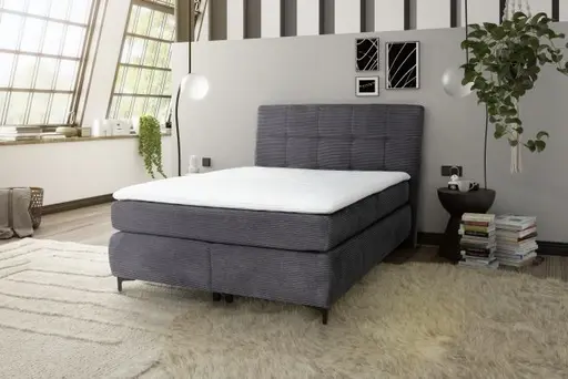 Boxspringbett- Liegefläche ca. 140x200 cm, Stoff, Grau