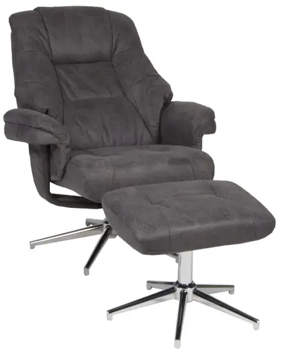 Relaxsessel mit Hocker - drehbar, Relaxfunktion, Microfaser, Anthrazit