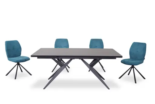 Stuhl MANOA - drehbar, Stoff, Petrol