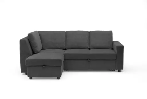 Ecksofa PRO FLEXX - Ecke links, 2-Sitzer inkl. Schlaffunktion und Bettkasten, Stoff, Anthrazit