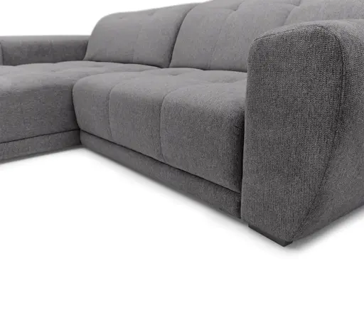 Ecksofa - Longchair links mit 2-Sitzer, Kopfteil verstellbar, Sitztiefe verstellbar motorisch, Stoff, Anthrazit