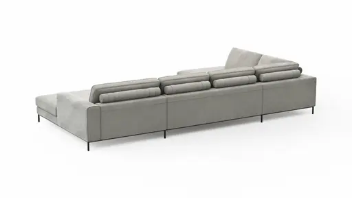 Wohnlandschaft Solano - Ecke Links, 2-Sitzer, Longchair Rechts, Stoff, Hellgrau