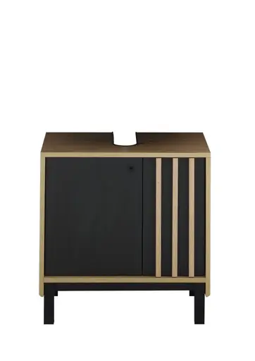 Waschbeckenunterschrank- B ca. 60 cm, Eiche Dekor, Schwarz