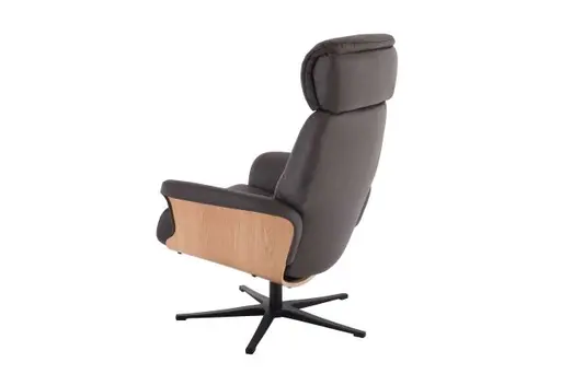 TV-Sessel MOANI mit Hocker - drehbar, Kopfteilverstellung, Leder, Dunkelbraun