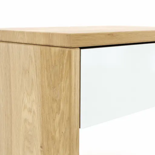 Anstellnachtkonsole New Jersey - Links, Wildeiche massiv geölt, Weißglas