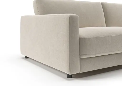 Ecksofa - 1,5-Sitzer mit Longchiar rechts, Stoff, Natur