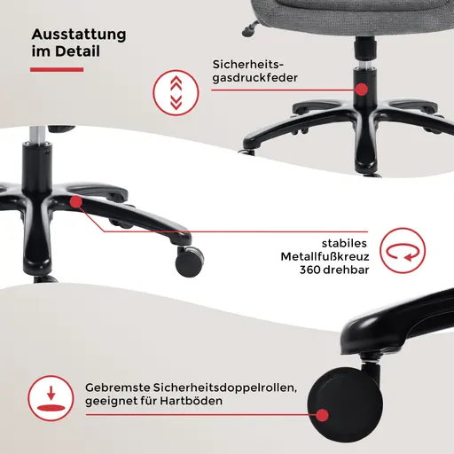 Drehstuhl - drehbar, höhenverstellbar, Webstoff, Kieselgrau