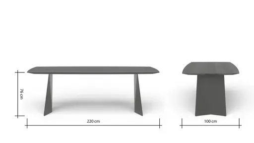 Esstisch 3100 - LB ca. 220x100 cm, Nussbaum Massiv, Stahlwange geneigt, Schwarz