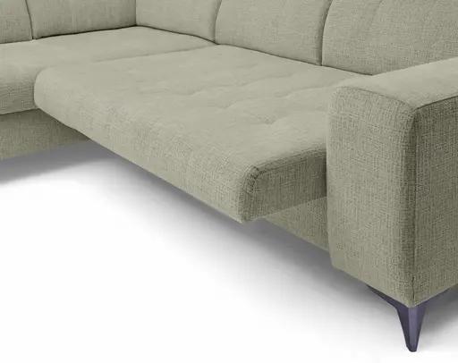 Ecksofa - Ecke links mit 2-Sitzer, Kopfteil verstellbar, Sitztiefe verstellbar motorisch, Stoff, Perlmutt