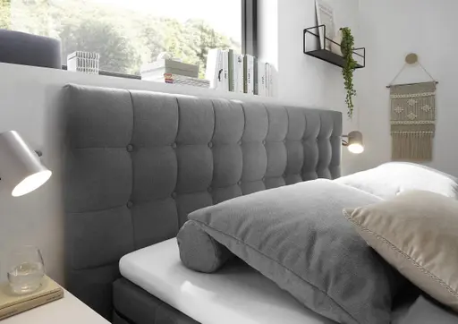 Boxspringbett - Liegefläche ca. 180x200 cm, Stoff, Dunkelgrau