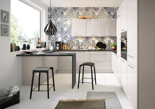 U-Küche 51.160 4 525, Sandgrau hochglanz