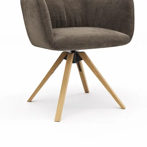 Armlehnstuhl Nashville - drehbar, Stoff, Dunkelbraun