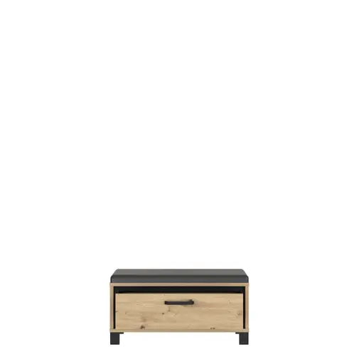 Couchtisch FARIDA - LB ca. 80x60 cm, Eiche Dekor, Schwarz