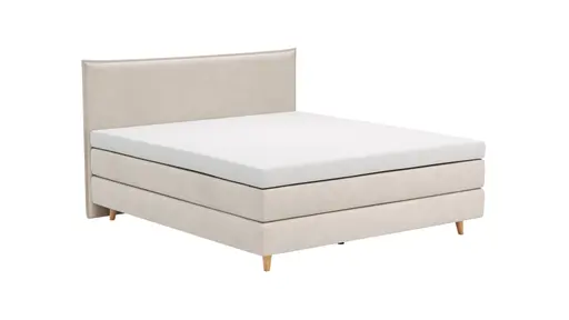 Boxspringbett Aspö - Liegefläche ca. 180x200 cm, Stoff, Ecru