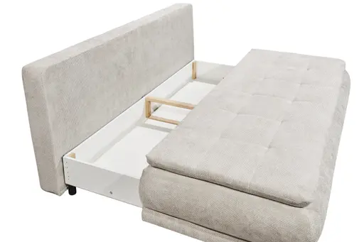 Schlafsofa - 3-Sitzer inkl. Schlaffunktion mit Bettkasten, Stoff, Hellgrau