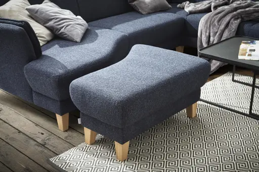 Hocker Stamford - gebogen, Links, LB ca. 89x65 cm, Stoff, Dunkelblau