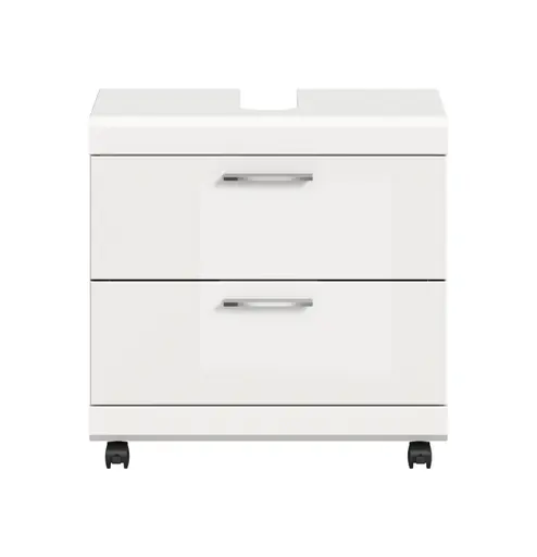 Waschbeckenunterschrank - B ca. 60 cm, Weiß, Weiß Hochglanz