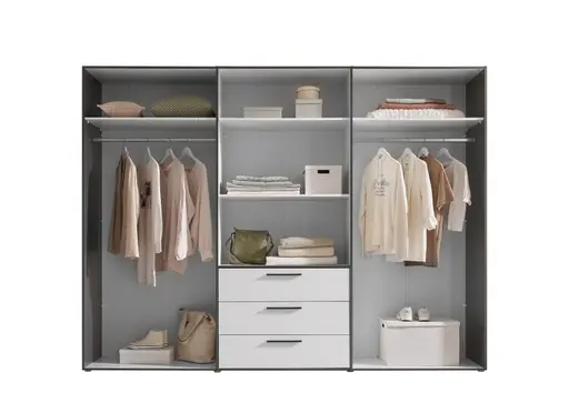 Drehtürenschrank- B ca. 270 cm, Graphit, Weiß