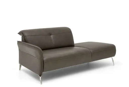 Recamiere La Paz - Kopfteil verstellbar, Leder, Graphit