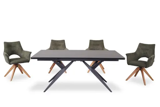 Esstisch MICHELA - ausziehbar, LB ca. 180x95 cm, Glaskeramik, Dunkelgrau