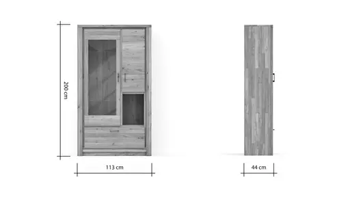Vitrine Farmingdale - Eiche massiv, natur geölt