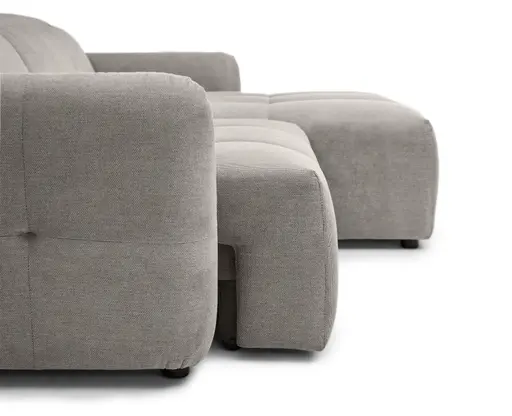 Ecksofa MADAN - 1,5-Sitzer mit Longchair rechts, Sitztiefe verstellbar motorisch, Kopfteil verstellbar, Stoff, Truffle