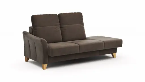 Sofa Canterbury - Recamiere links inkl. Kopfteil verstellbar und Sitzvorzug (motorisch), Stoff, Dunkelbraun