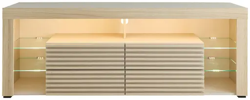TV-Lowboard - mit Beleuchtung, B ca. 179 cm, Kaschmir, Riva Eiche Nachbildung