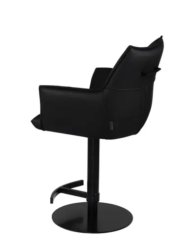 Barhocker MELE - drehbar, höhenverstellbar, Leder, Schwarz