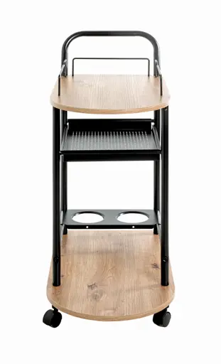 Servierwagen - B/H/T ca. 65x83x35 cm, Eiche Nachbildung, Schwarz