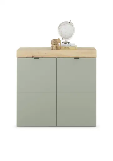 Schuhschrank - B ca. 90 cm, Schilfgrün, Artisan Eiche Nachbildung