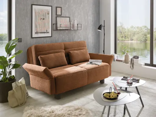  Faltsofa Easy - 2-Sitzer, ca. 140 cm inkl. Schlaffunktion/Topper/Armteil verstellbar, Stoff, Rot