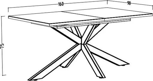 Esstisch - ausziehbar, LB ca. 160x90 cm, Kaschmir, Schwarz