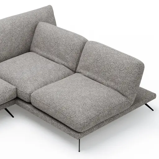 Ecksofa Valdemoro - 2,5-Sitzer mit Longchair rechts inkl. Rückenlehne verstellbar, Stoff, Grau