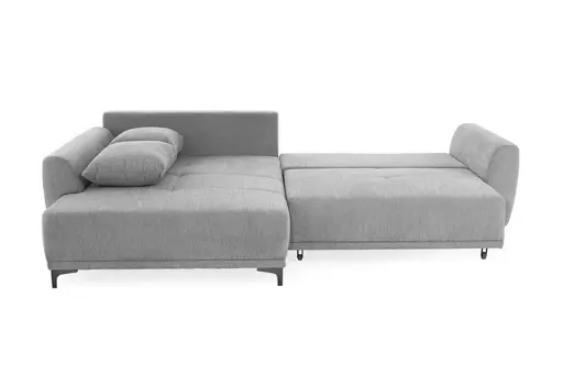 Ecksofa JACEK - 3-Sitzer, Ecke rechts inkl. Schlaffunktion mit Bettkasten, Stoff, Grau