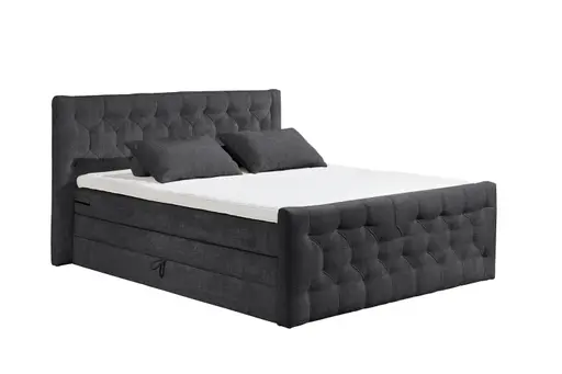 Boxspringbett- Liegefläche ca. 180x200 cm, Stoff, Schwarz