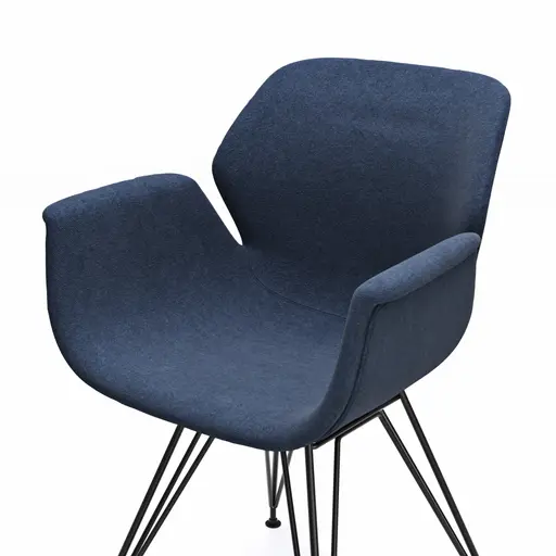 Armlehnstuhl Tooon - Stoff Dunkelblau, Gestell Metall, Schwarz