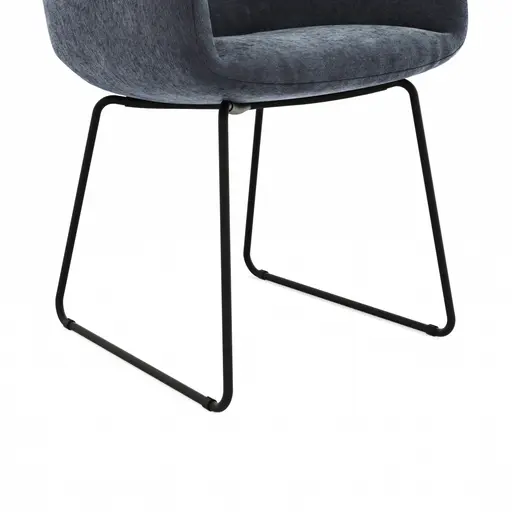 Armlehnstuhl Pelle - Stoff, Graugrün, Kufe, Schwarzgrau