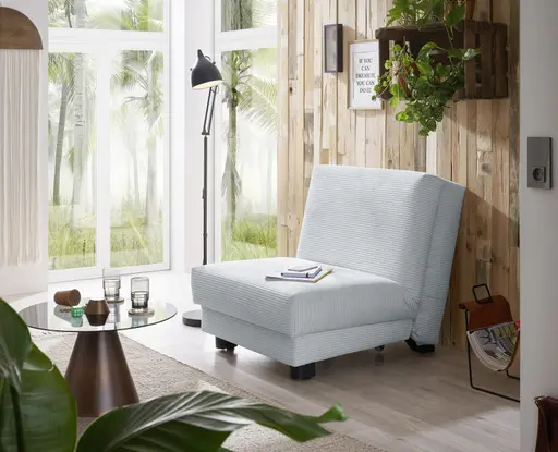 Faltsessel Easy Optik A - ohne Armlehnen inkl. Schlaffunktion, Cord, Hellblau