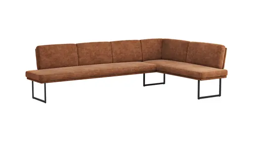 Eckbank Valloni - Breite ca. 311x192 cm, Stoff, Rostbraun